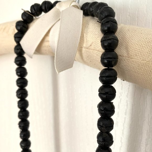 Vintage Club Monaco Black Leather Beaded Extra Long Necklace - Picture 6 of 16
